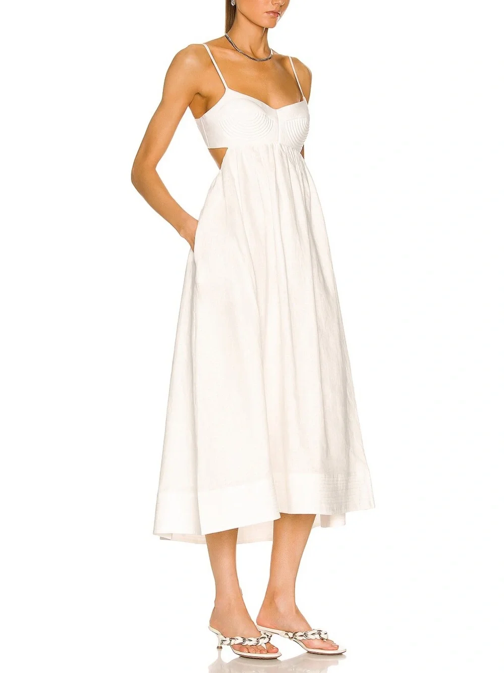 Zimmermann Rosa Bralette Dress 0 XS White Linen Midi - Picture 4 of 11